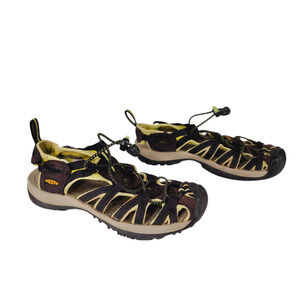 Keen Hiking‎ Sandals Womens 6.5 Whisper Black Yellow Closed Toe Hiking Cinch
